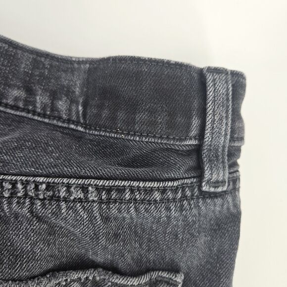 American Eagle Sz 16 High Rise Baggy Cutoff Distressed Shorts Black Stretch Rips - Picture 16 of 16